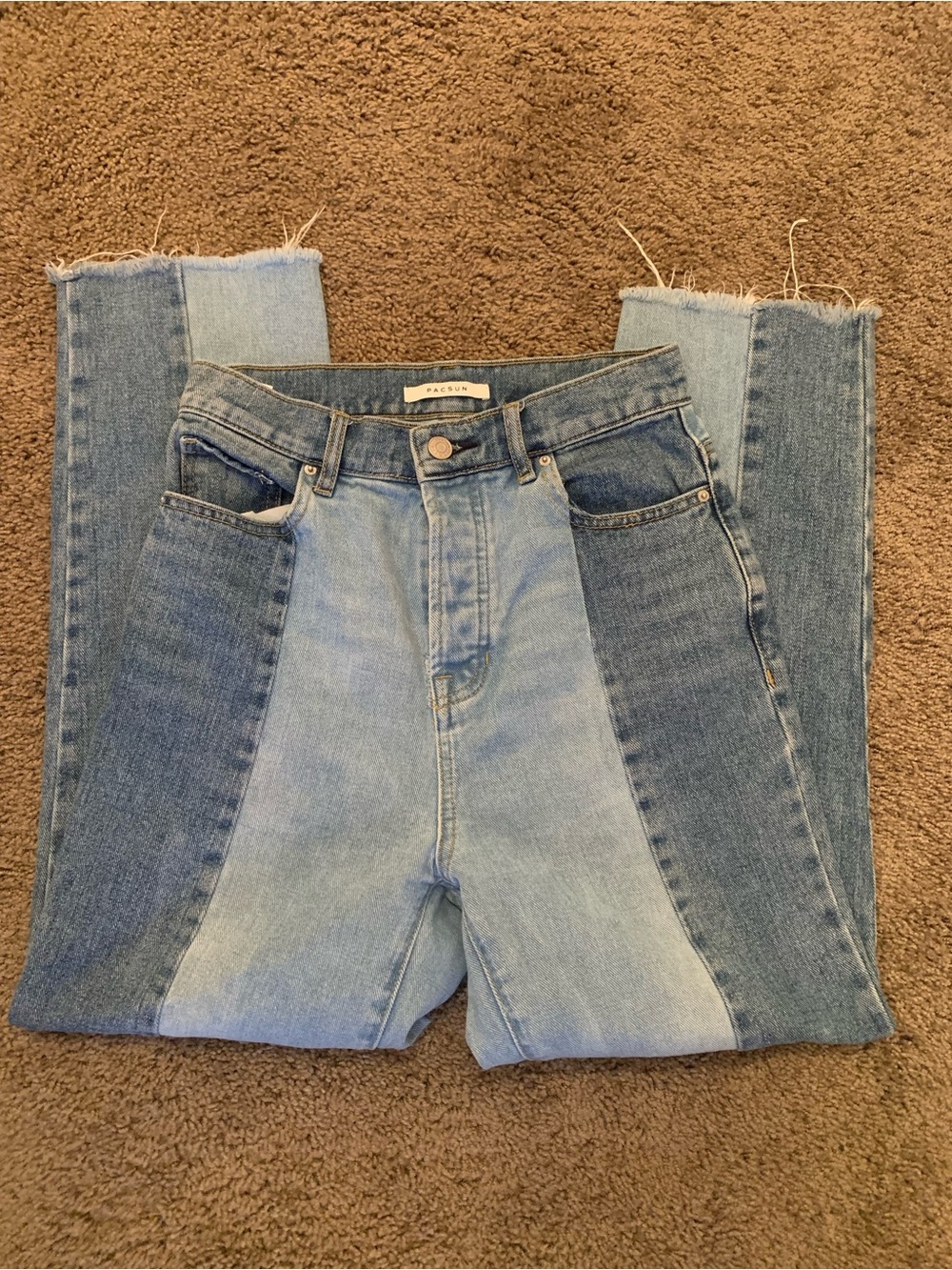 Pacsun Woman 25 waist Two-Tone High-Rise Patchwork Jeans Light Blue &Medium Blue